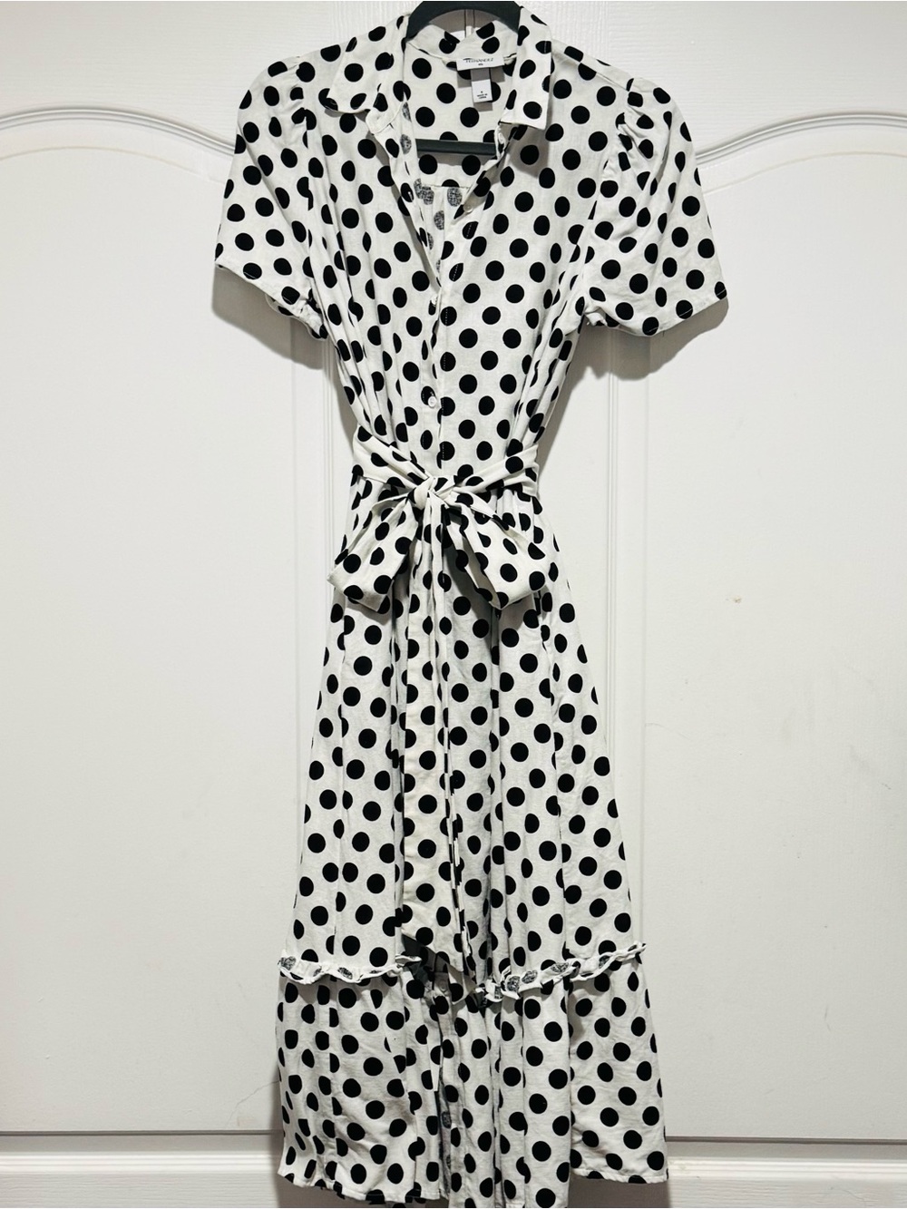 Lisa Marie Fernandez Black & White Polka Dot Midi Dress Sz Small